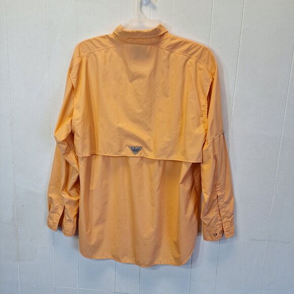 Columbia PFG‎ Fishing Shirt Men's LPeach Orange Short Sleeve Button Down Vented - Picture 2 of 16